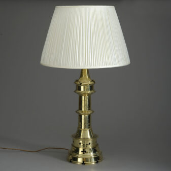 19th Century Victorian Period Gothic Brass Column Lamp
