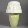 Green glazed pottery vase lamp