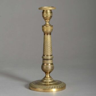 Pair Of 19th Century Brass Push-up Candlesticks, Circa 1875 - Ruby