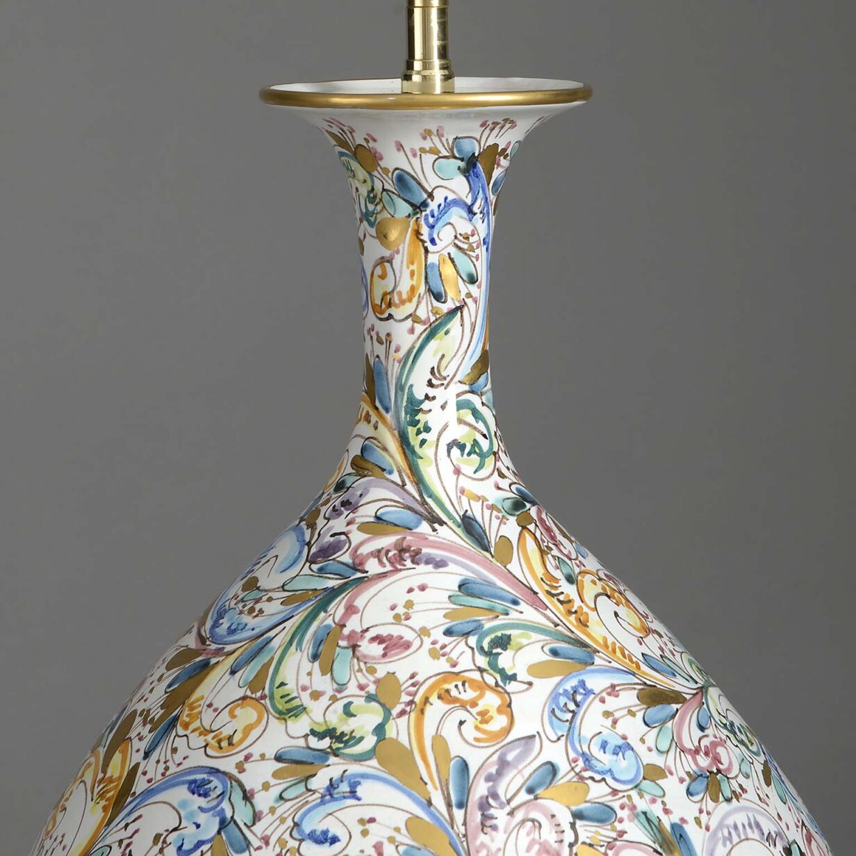 20th century polychrome and gilt glazed ceramic vase lamp