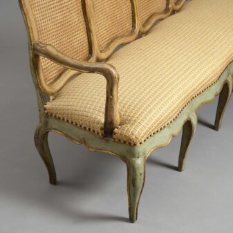 Mid-18th century painted & parcel gilded venetian settee