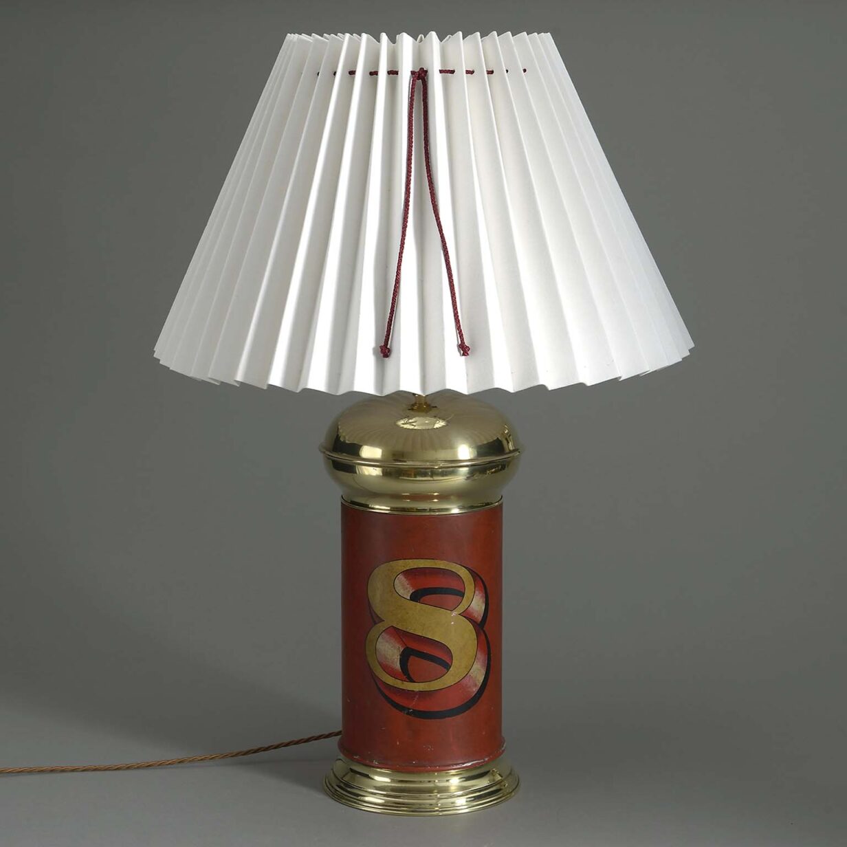 Tole and brass lamp