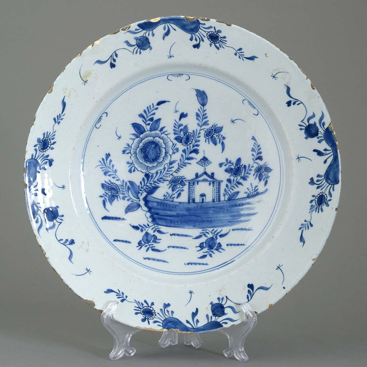 Blue and white delft charger