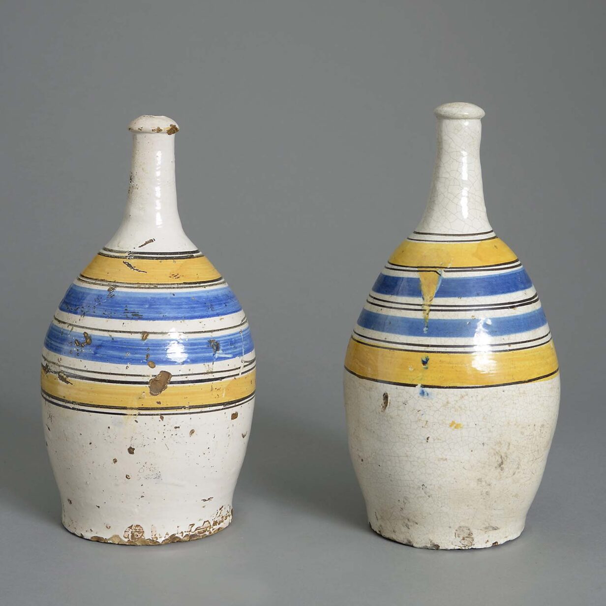 Pair of 19th century maiolica pottery jars