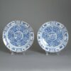 Pair of blue and white delft chargers