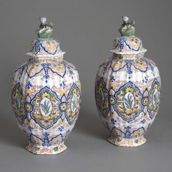 Pair of Polychrome Vases and Covers