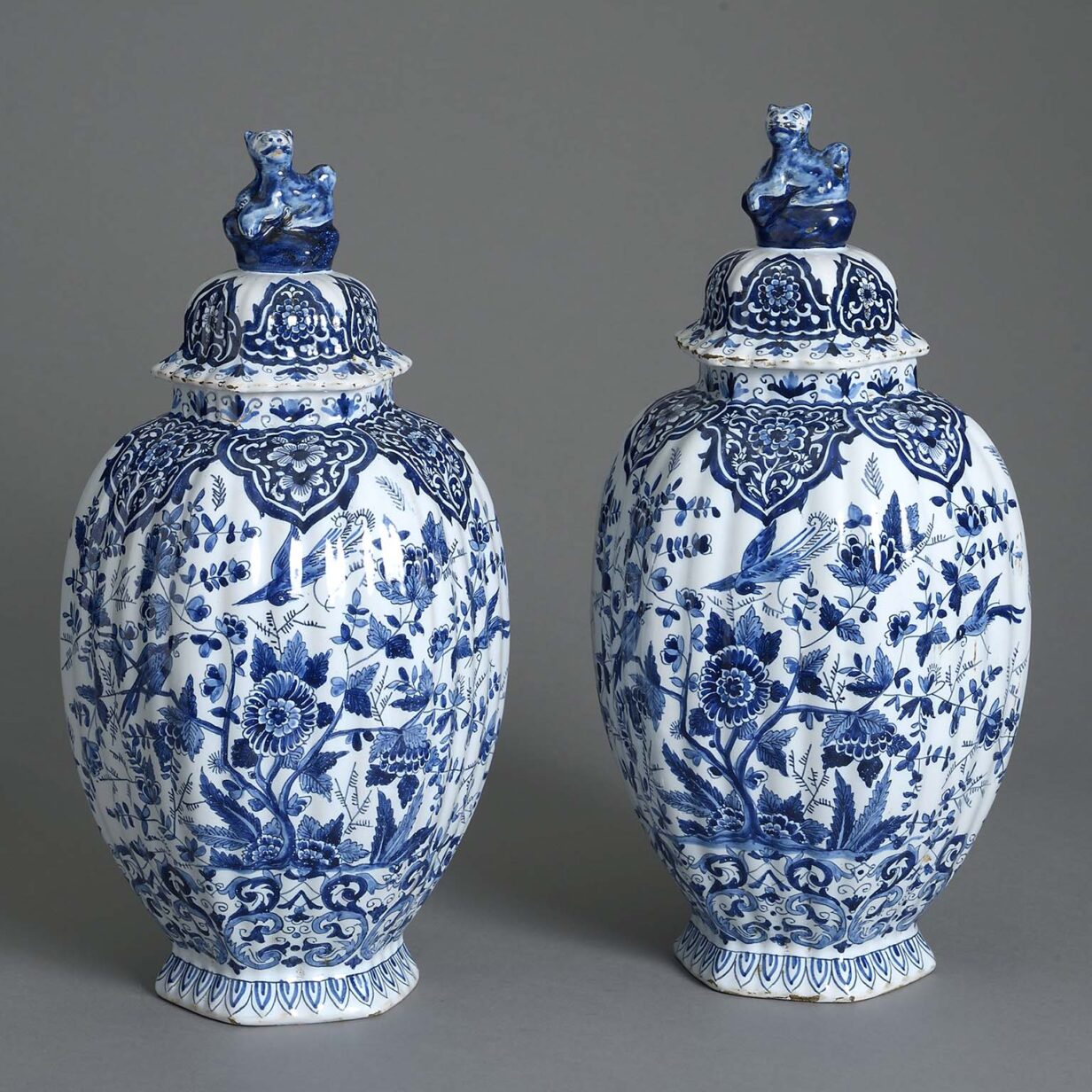 Pair of blue and white delft vases