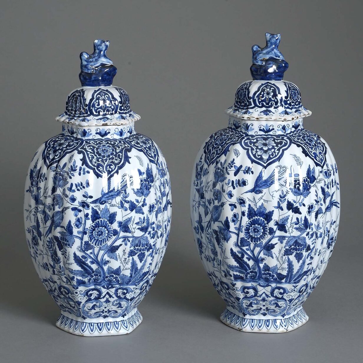 Pair of blue and white delft vases