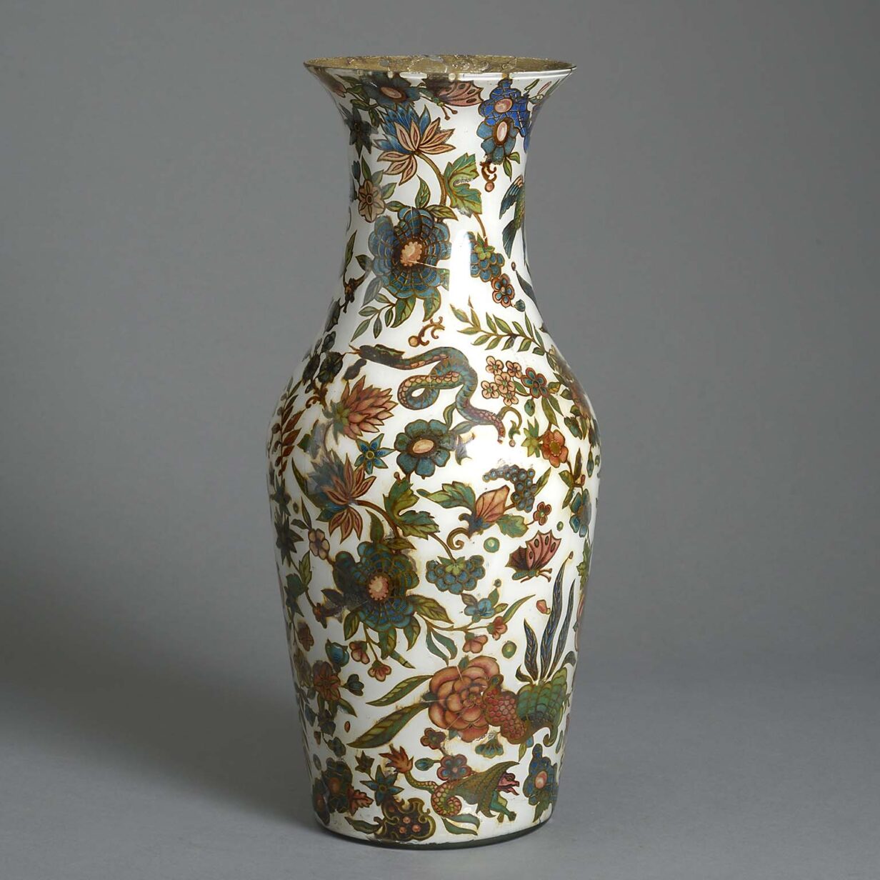 Antique decalcomania vase