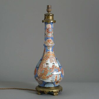 Late 19th century meiji porcelain vase lamp