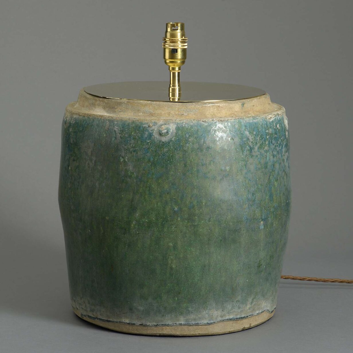 Green glazed jar lamp