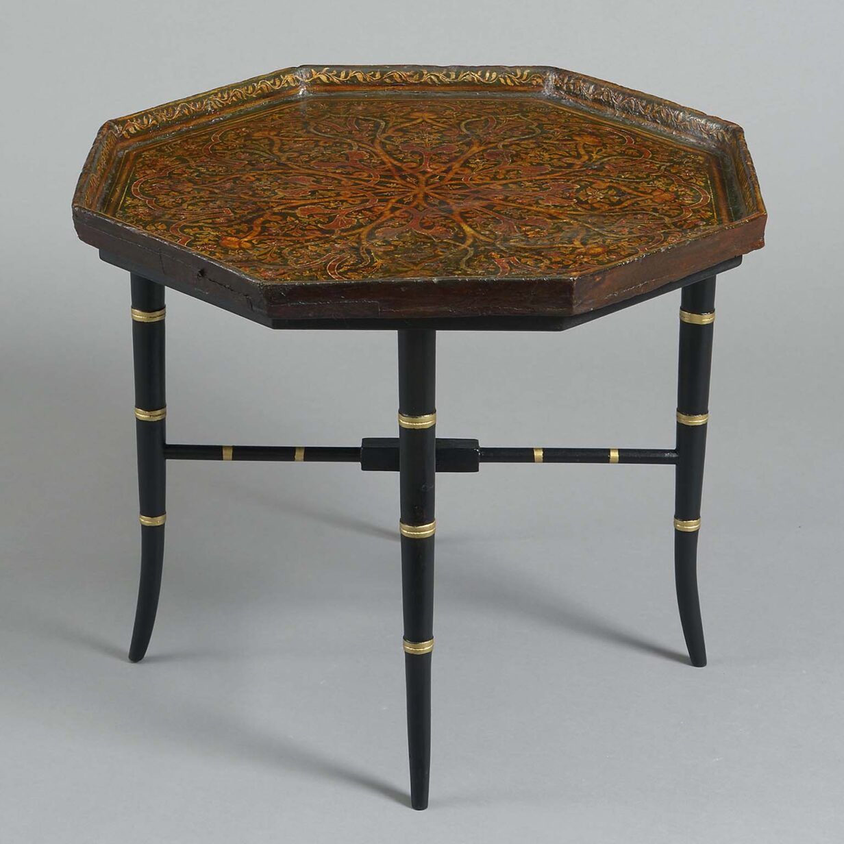 Lacquered low table on stand