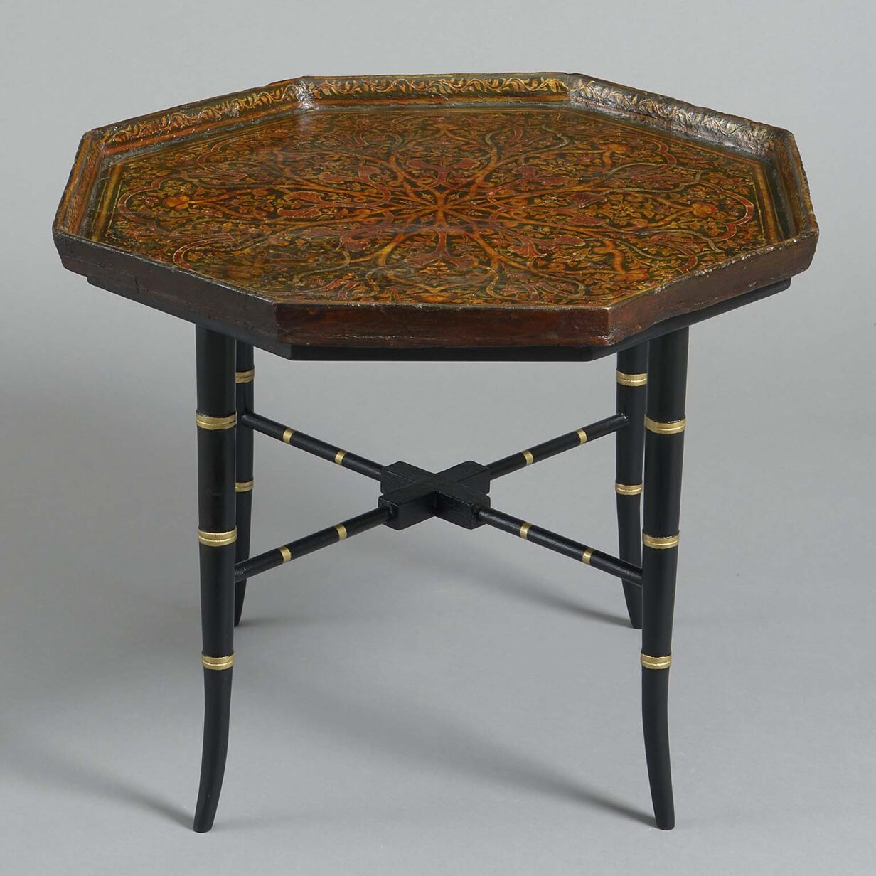 Lacquered low table on stand