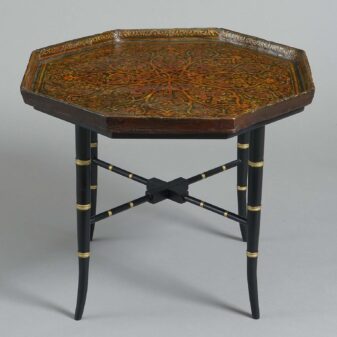 Lacquered low table on stand