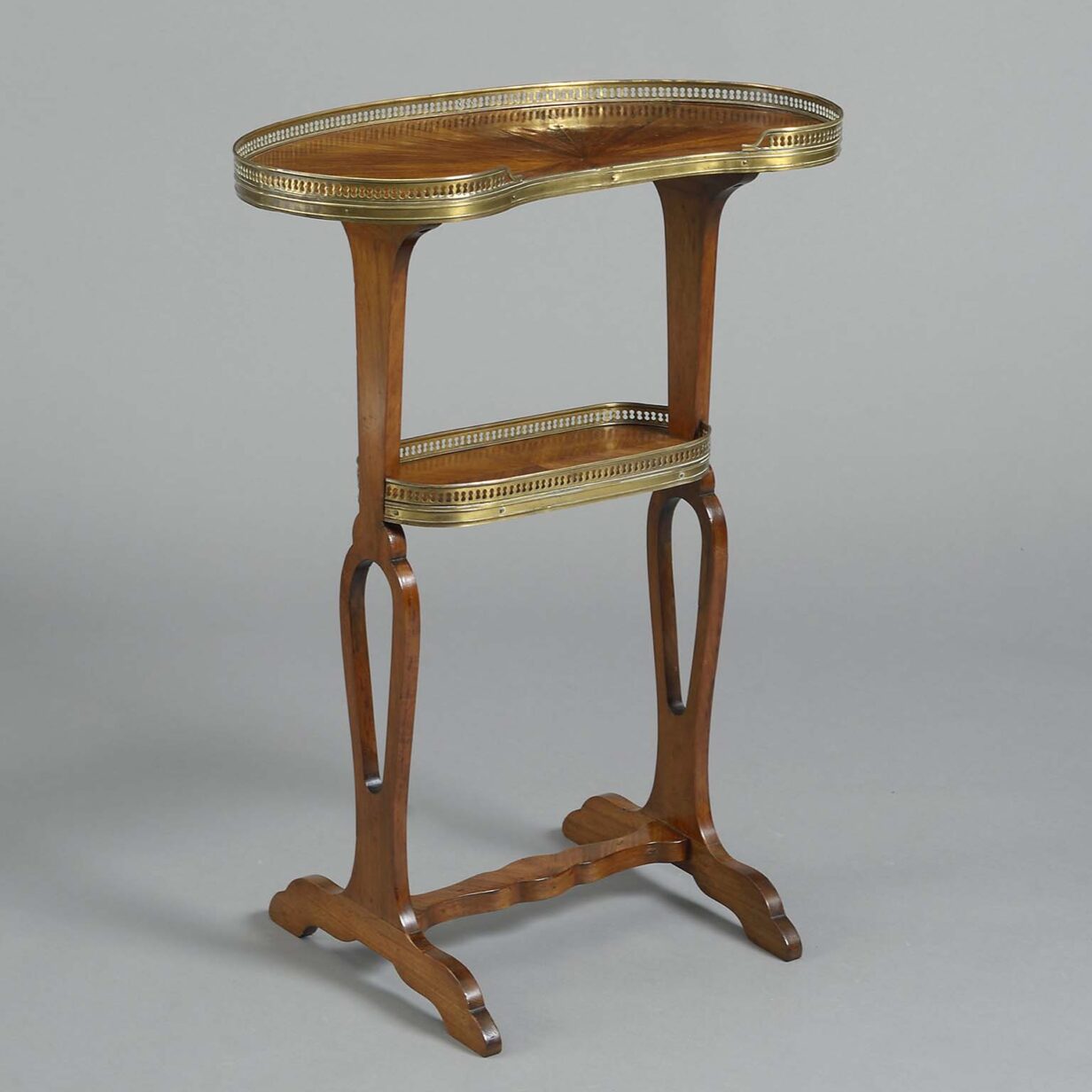 Pair of 19th century walnut kidney-shaped end tables