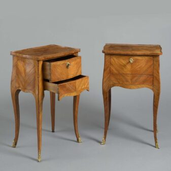 Pair of 19th century louis xv style tulipwood bedside cabinets