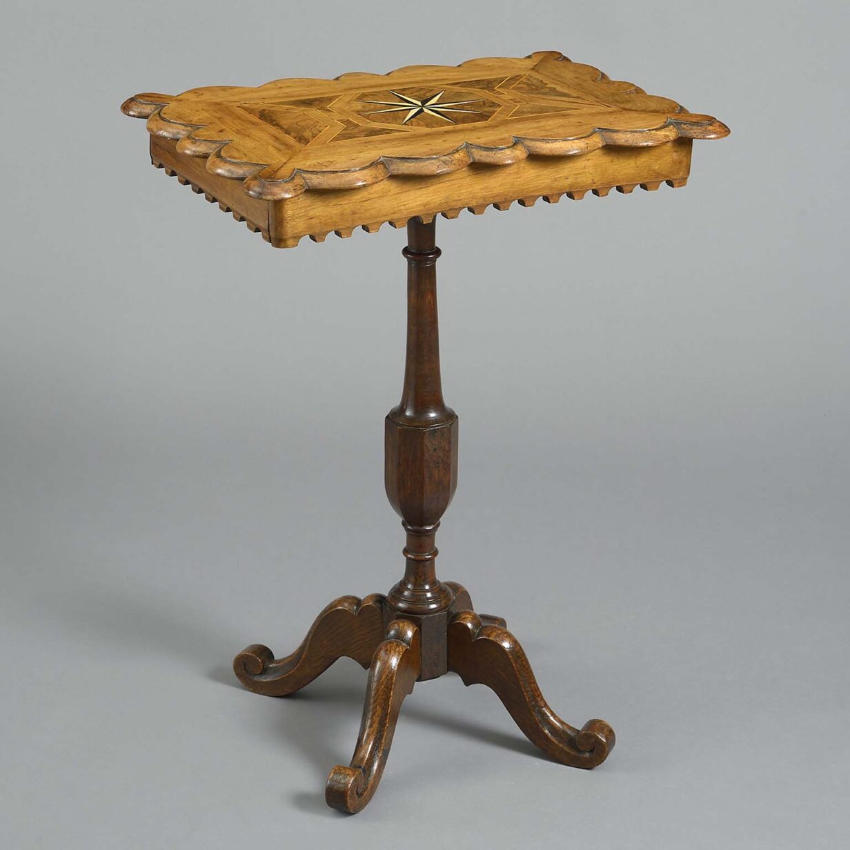 Pair of star inlaid walnut end tables