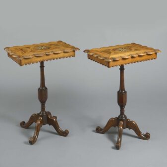 Pair of Star Inlaid Walnut End Tables