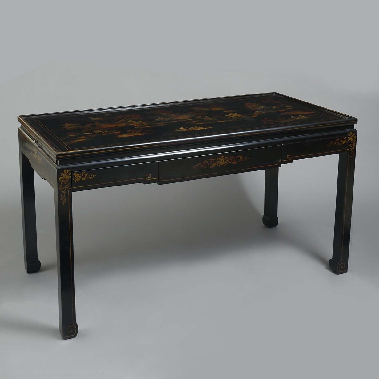 Black japanned bureau plat