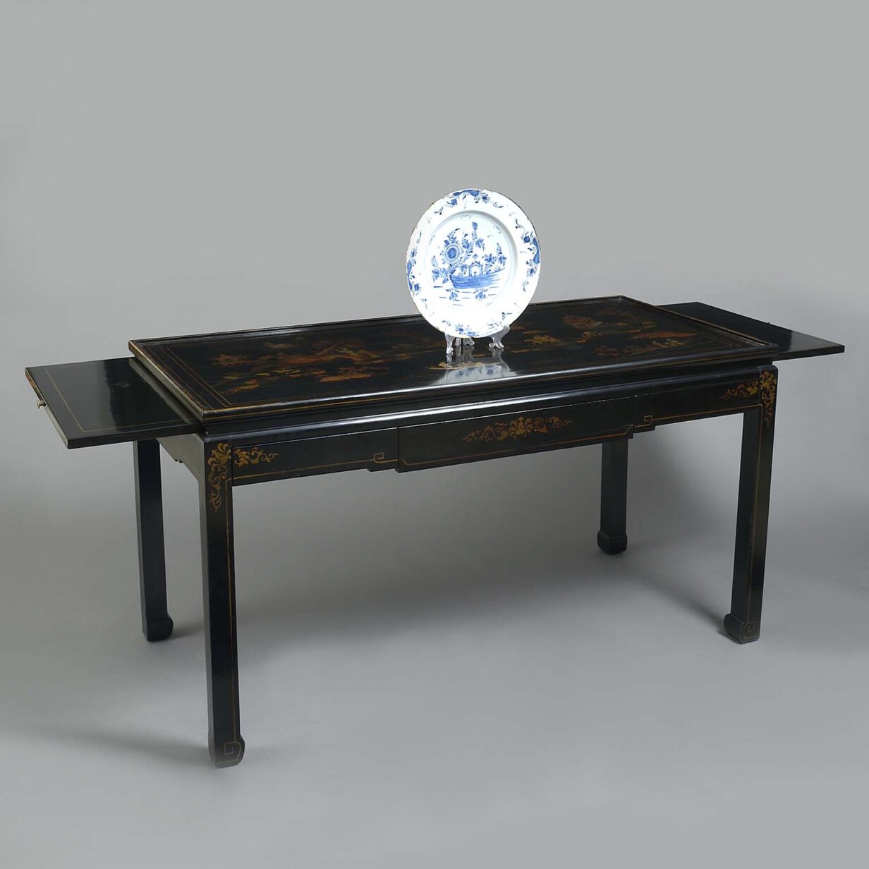 Black japanned bureau plat