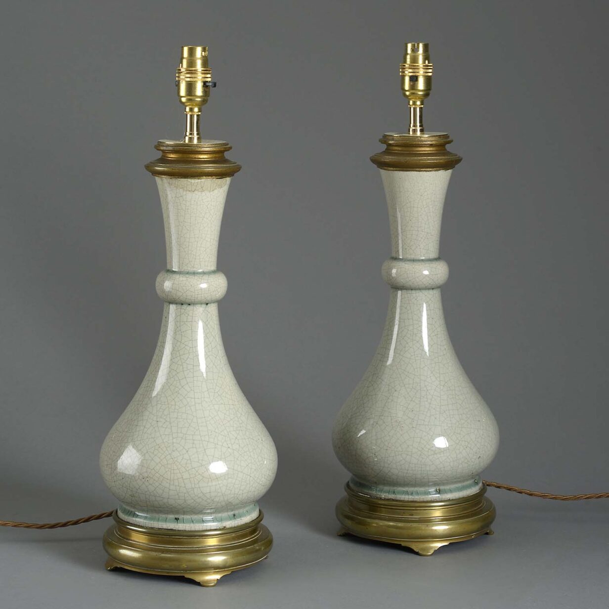 Pair of celadon lamps