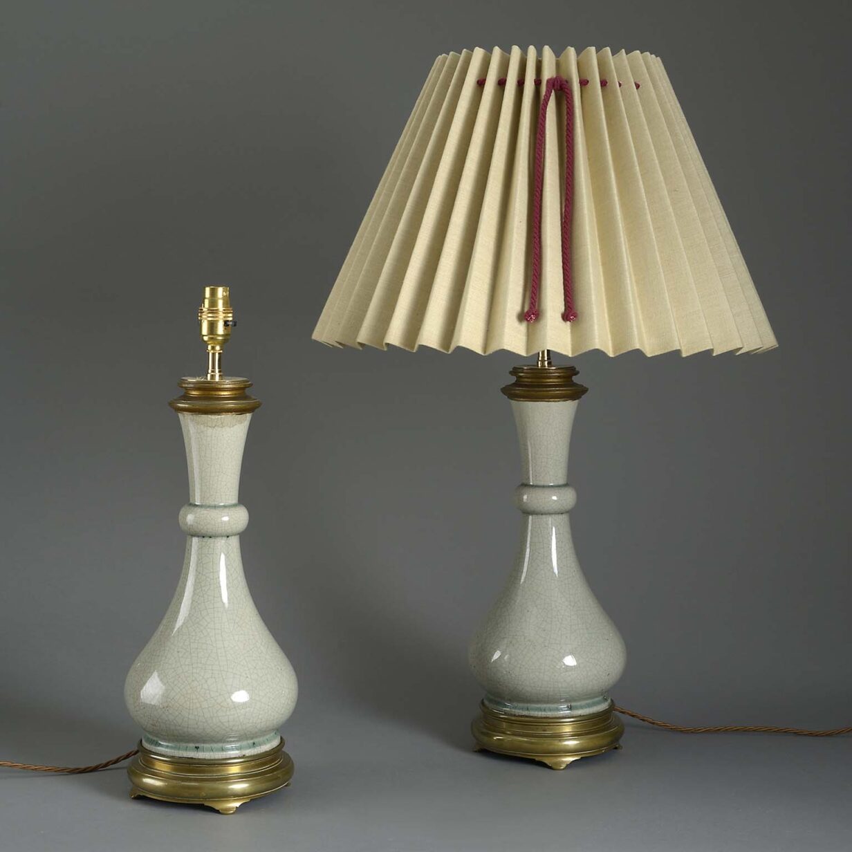 Pair of celadon lamps