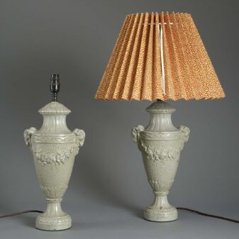 Pair of Antique Painted Wooden Lamps