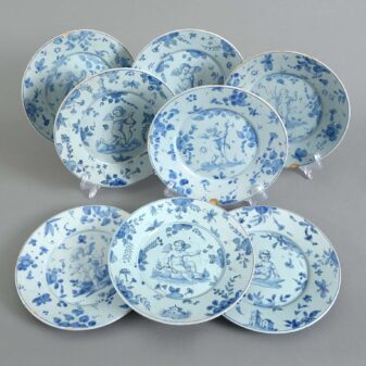 8 Antique Cupid Pattern Plates