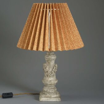 Carved Painted Wooden Lamp