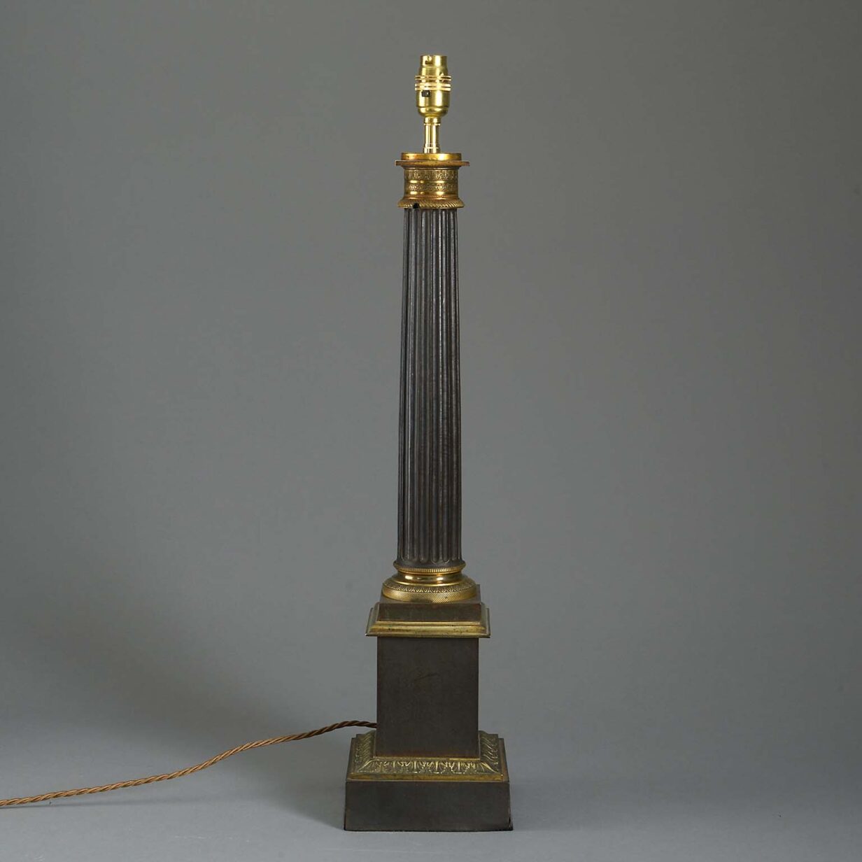 Early 19th century empire period tole column lamp