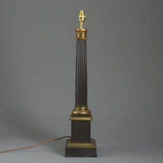 Early 19th century empire period tole column lamp