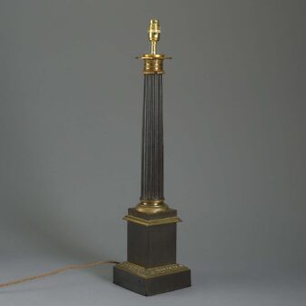 Early 19th century empire period tole column lamp