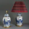 Pair of blue and white vase lamps