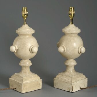 Pair of painted finial lamp bases