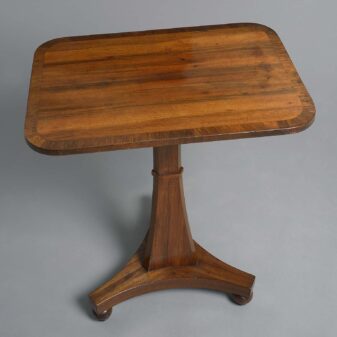 Early 19th century regency period tigerwood occasional table