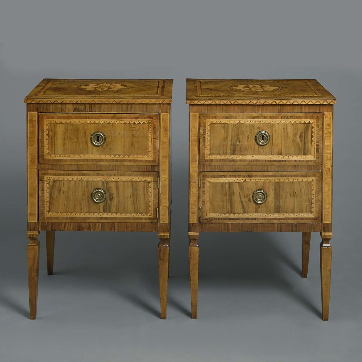 Pair of north italian bedside cabinets