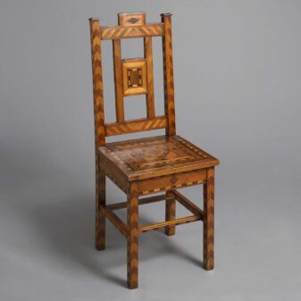 Pair of parquetry hall chairs