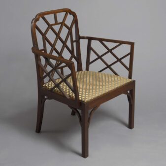 Pair of late 19th century cockpen mahogany armchairs