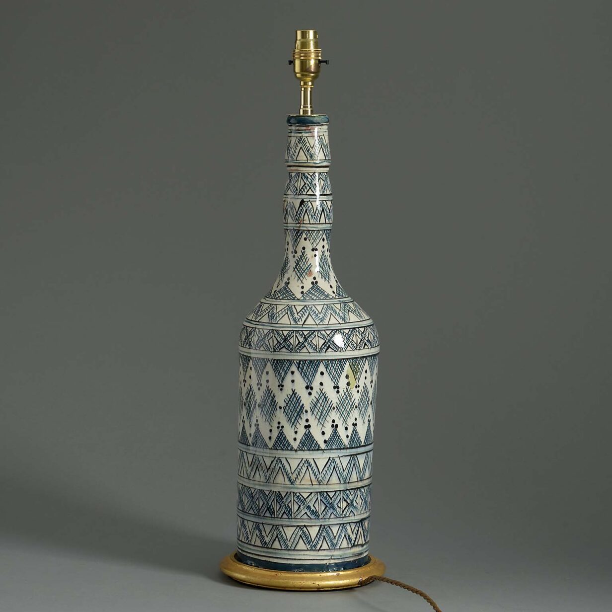 Tall moorish pottery bottle vase