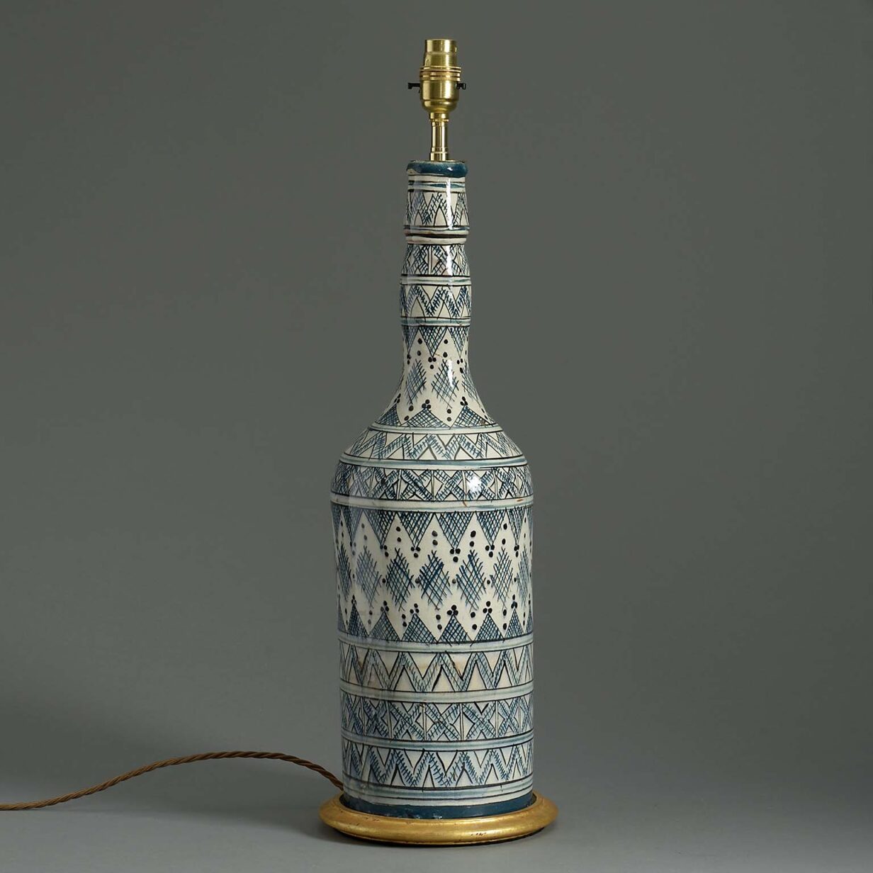 Tall moorish pottery bottle vase