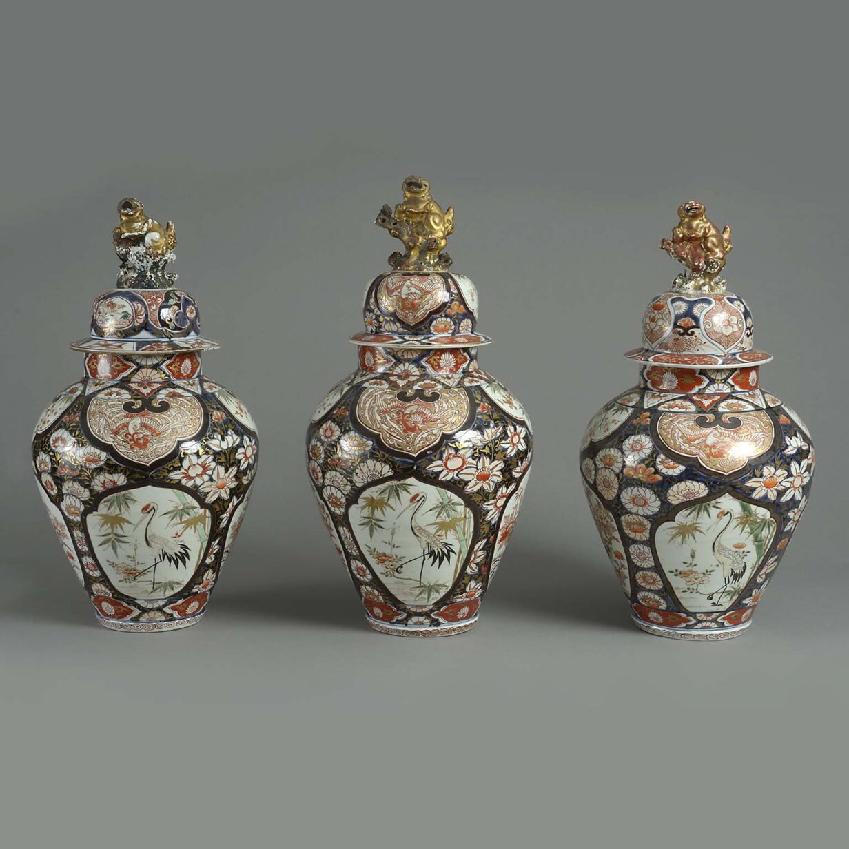 Three imari vases