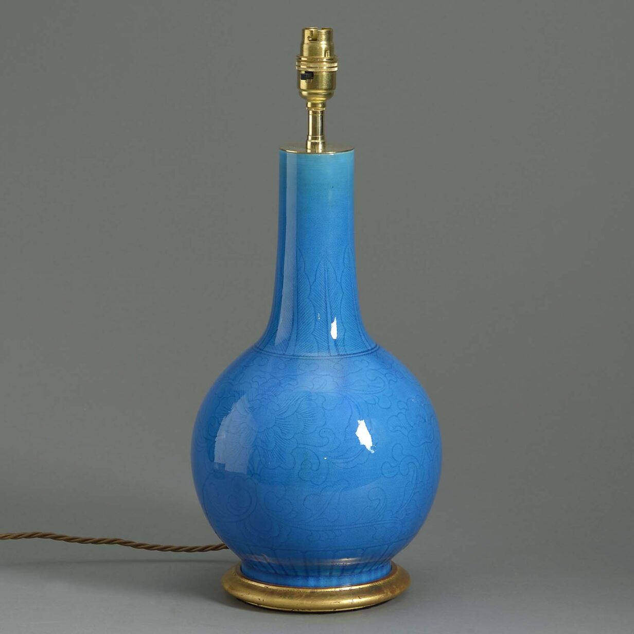 Antique turquoise glazed vase lamp