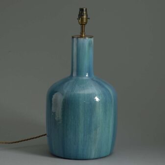 Turquoise glazed bottle lamp