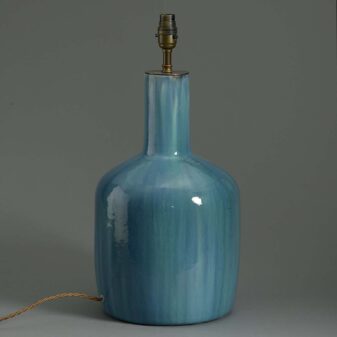 Turquoise glazed bottle lamp