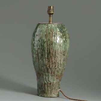 20th century green glazed art vase lamp