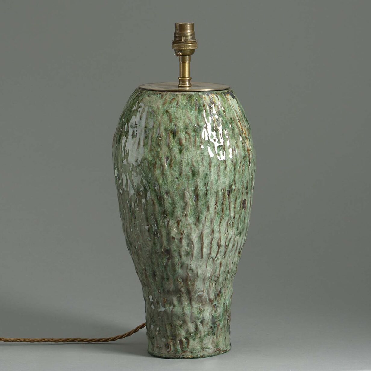 20th century green glazed art vase lamp