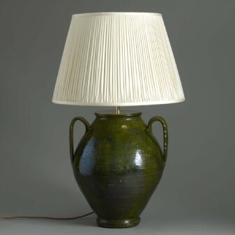 Large pottery vase lamp