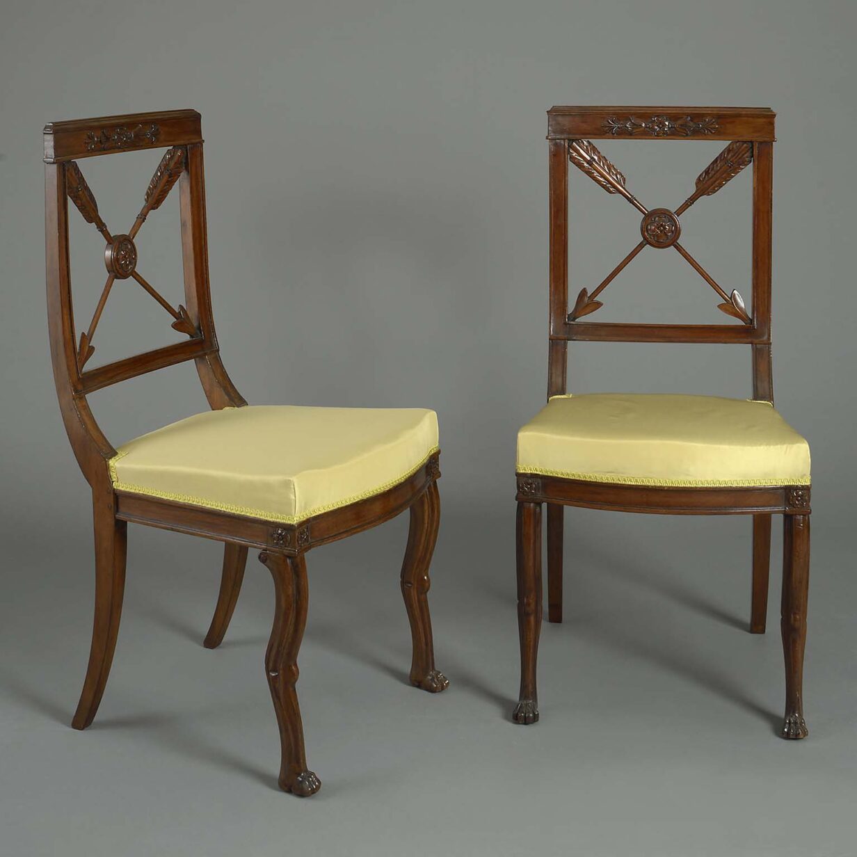 Pair of italian empire side chairs