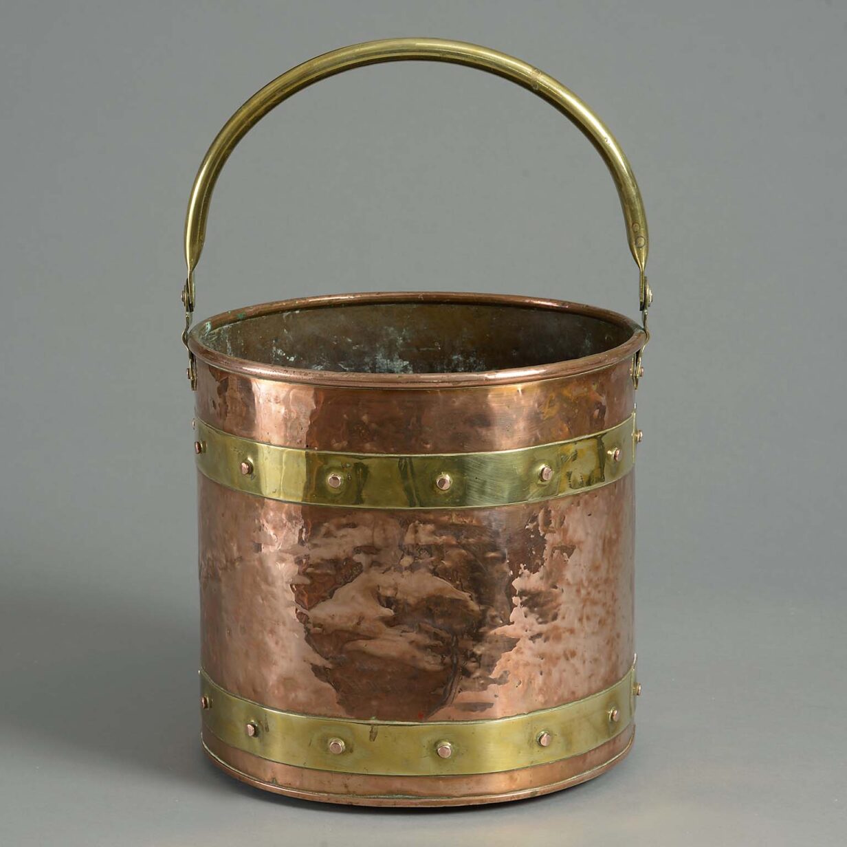 Brass and copper fire bucket