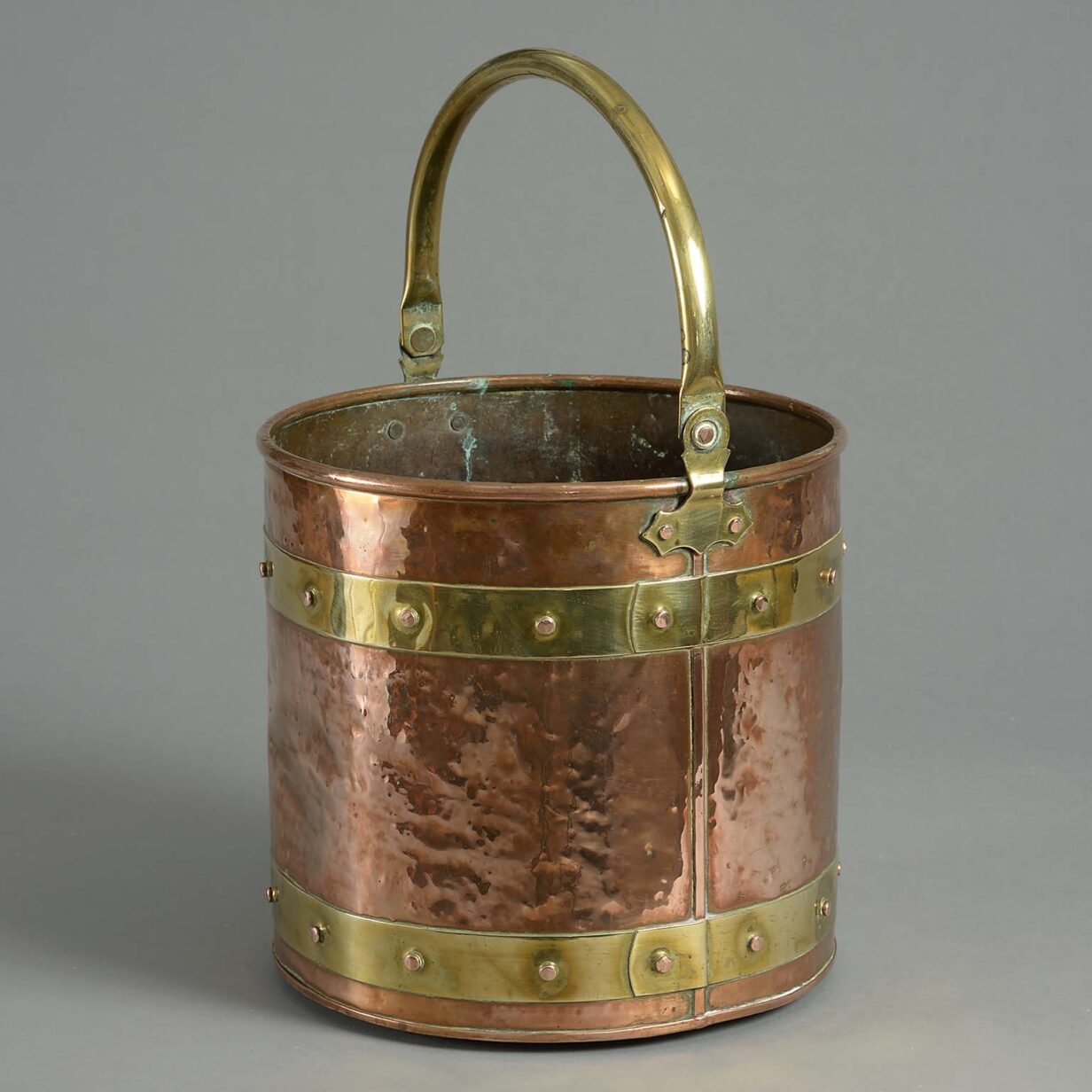 Brass and copper fire bucket